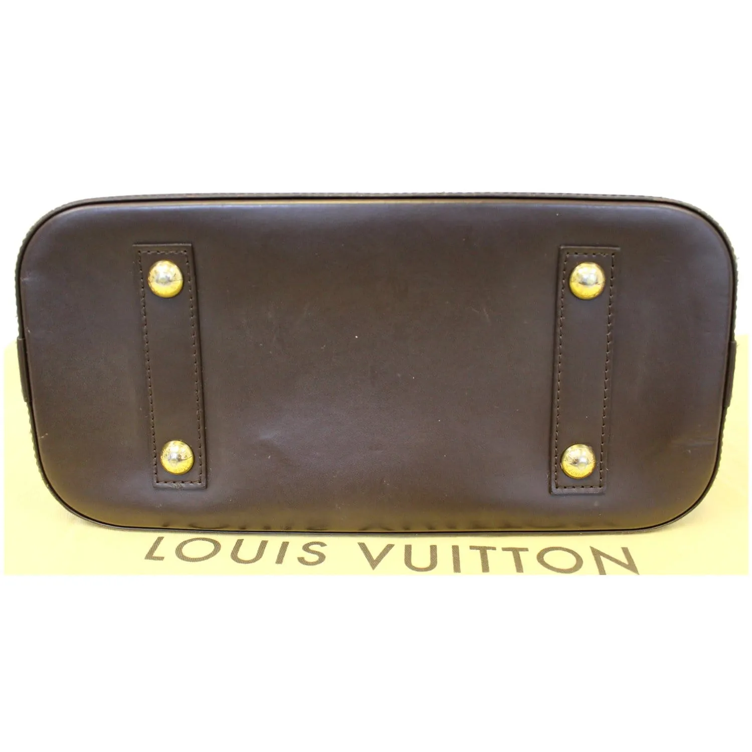 LOUIS VUITTON Alma Damier Ebene Satchel Handbag Brown