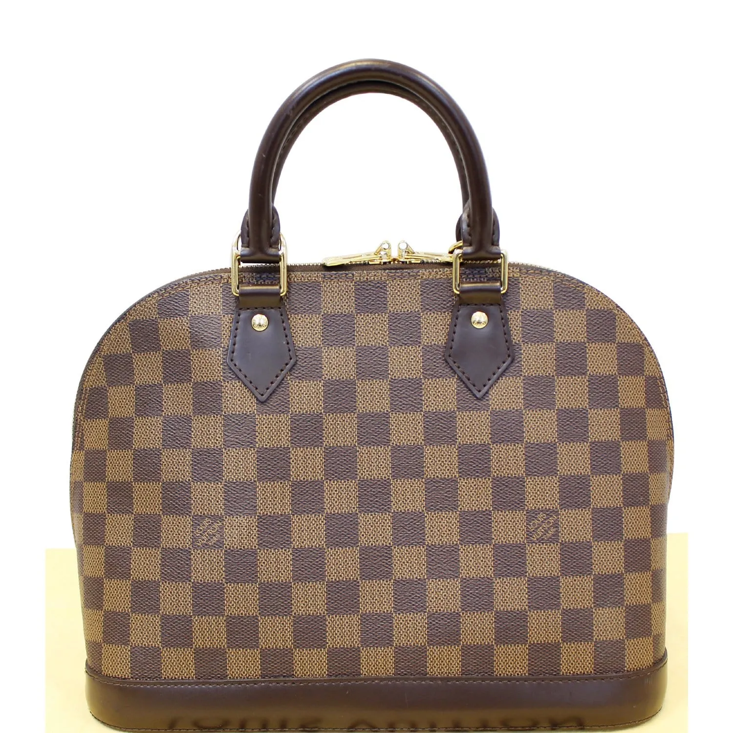LOUIS VUITTON Alma Damier Ebene Satchel Handbag Brown