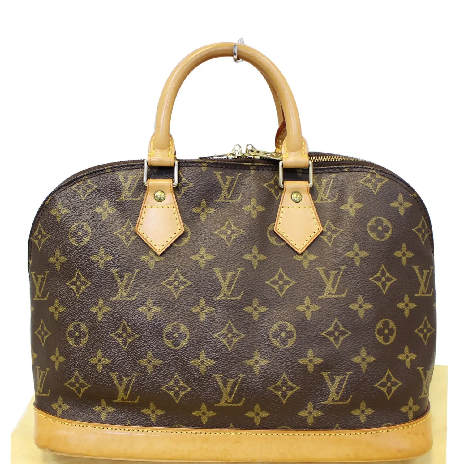 LOUIS VUITTON Alma Monogram Canvas Satchel Bag Brown