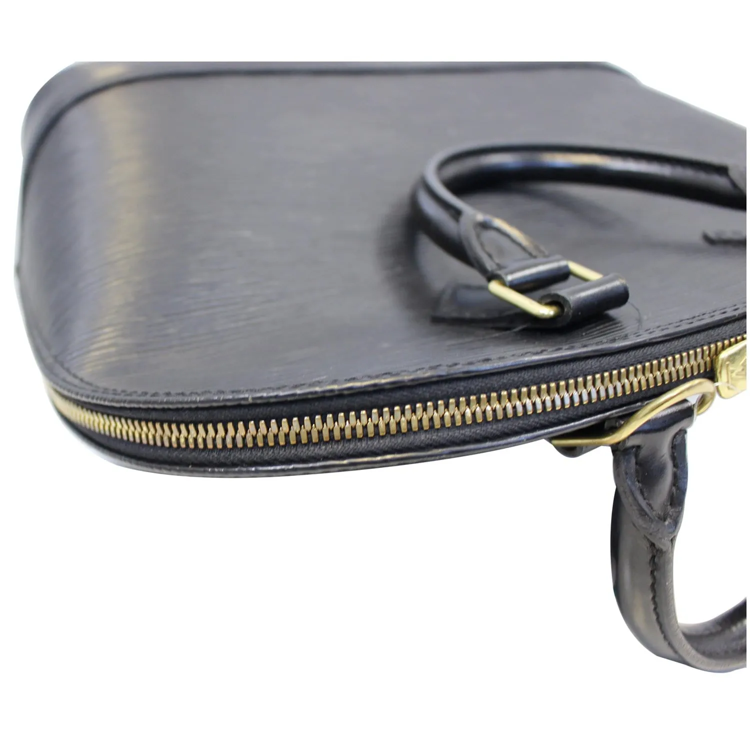 LOUIS VUITTON Alma PM Epi Leather Satchel Bag Black