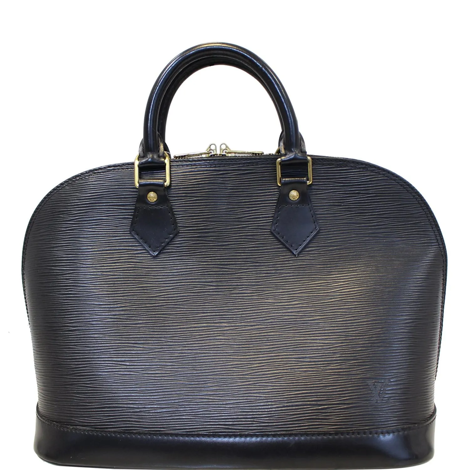 LOUIS VUITTON Alma PM Epi Leather Satchel Bag Black