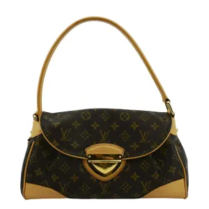 LOUIS VUITTON Beverly MM Monogram Canvas Satchel Bag Brown
