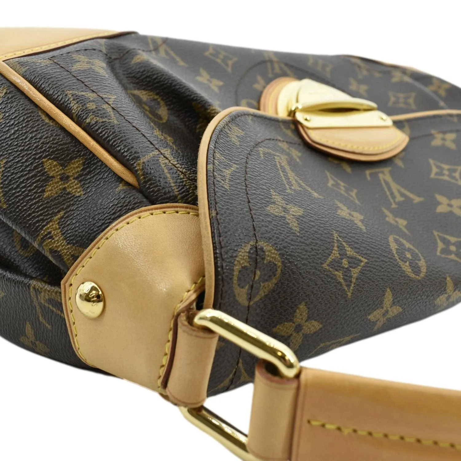 LOUIS VUITTON Beverly MM Monogram Canvas Satchel Bag Brown