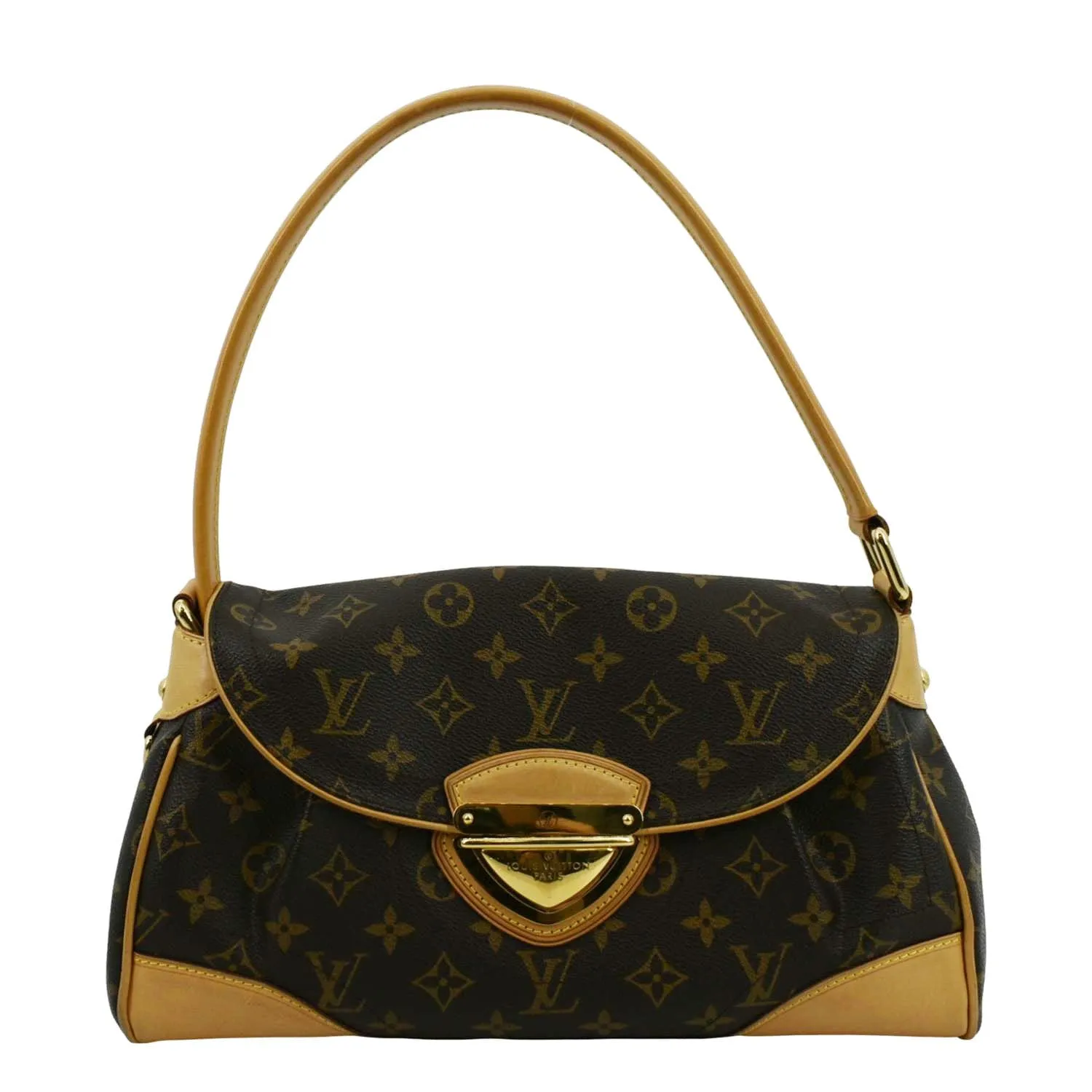 LOUIS VUITTON Beverly MM Monogram Canvas Satchel Bag Brown