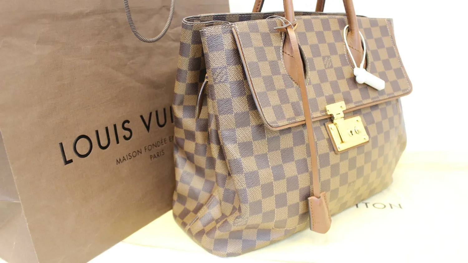 LOUIS VUITTON Damier Ebene Ascot Satchel Bag
