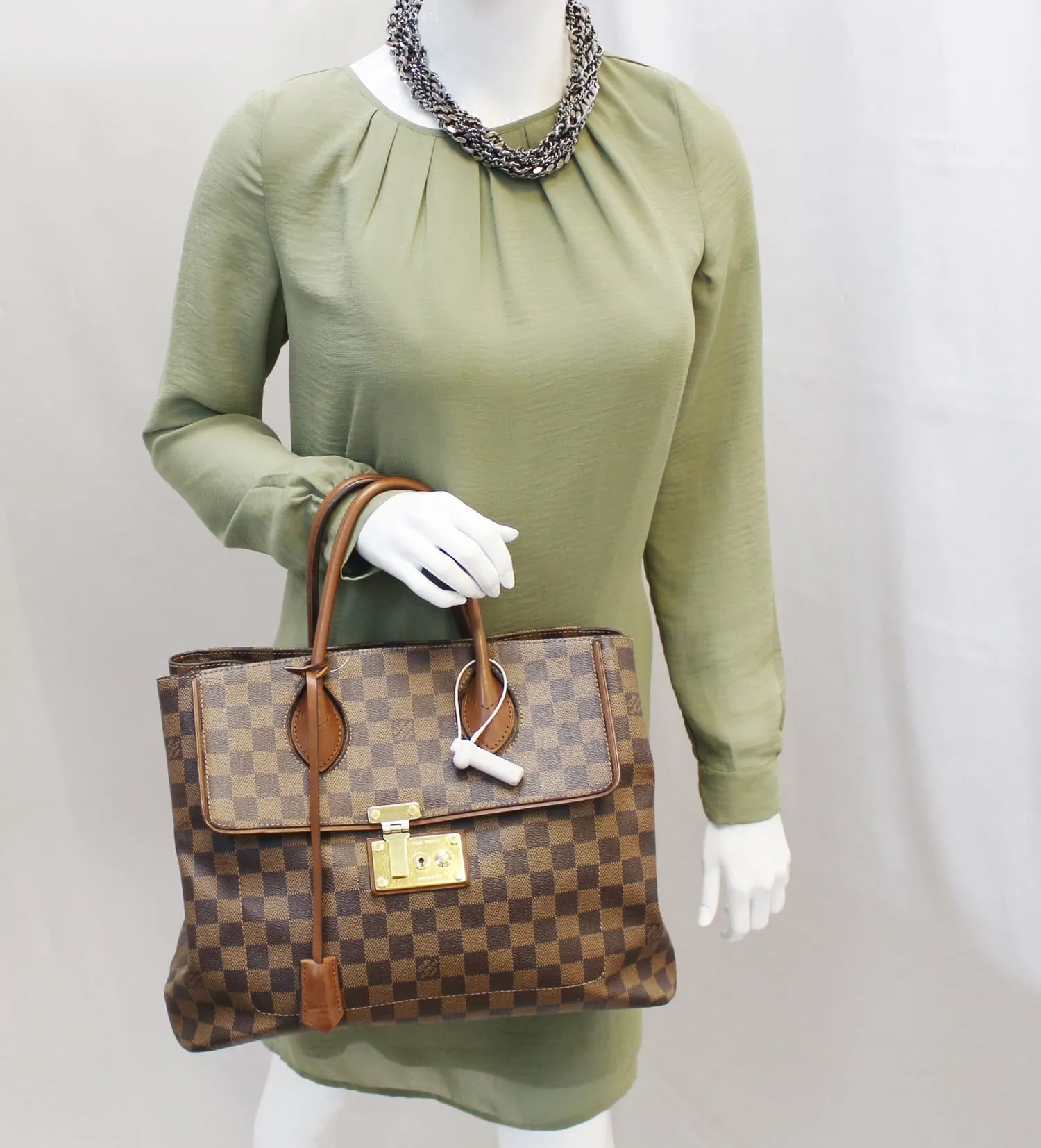 LOUIS VUITTON Damier Ebene Ascot Satchel Bag