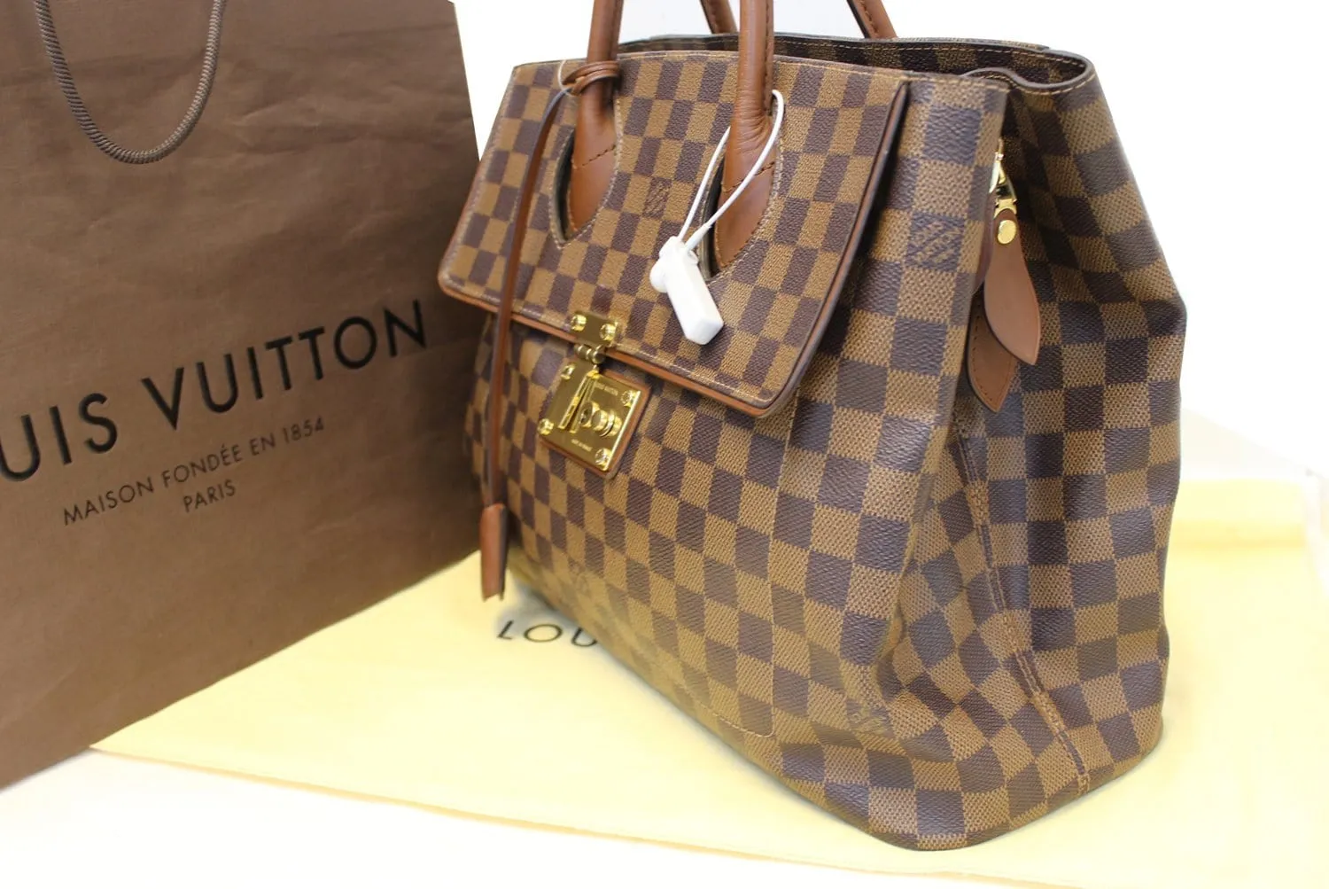 LOUIS VUITTON Damier Ebene Ascot Satchel Bag
