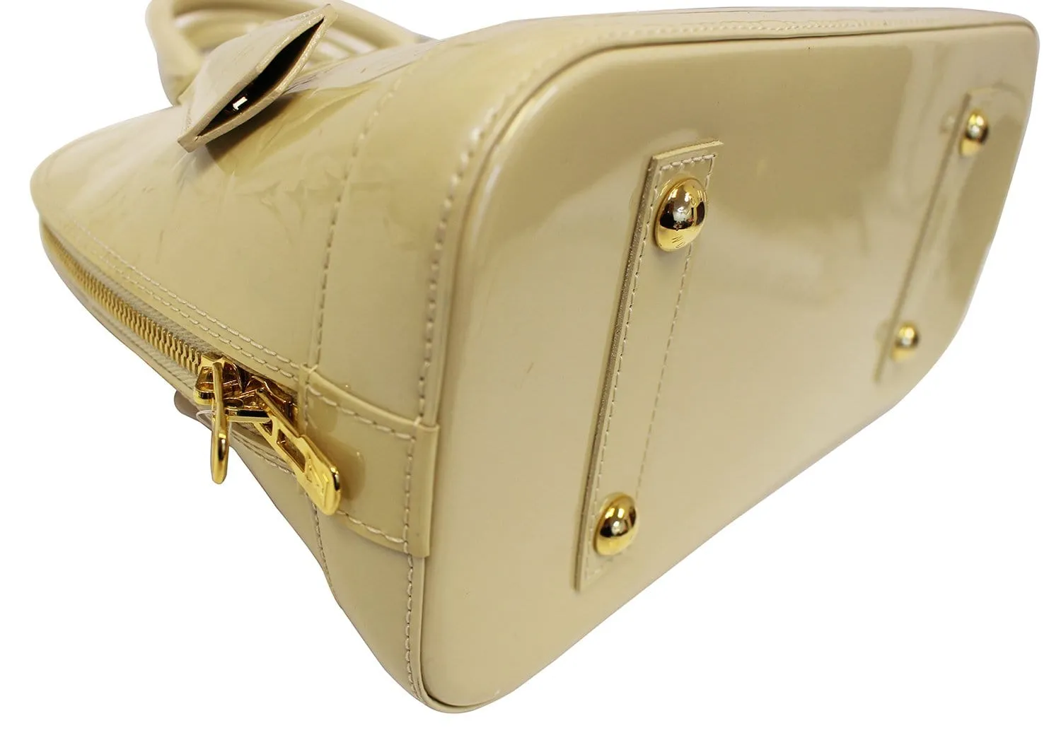 LOUIS VUITTON Pearl White Vernis Leather Alma Satchel Bag - Final Call