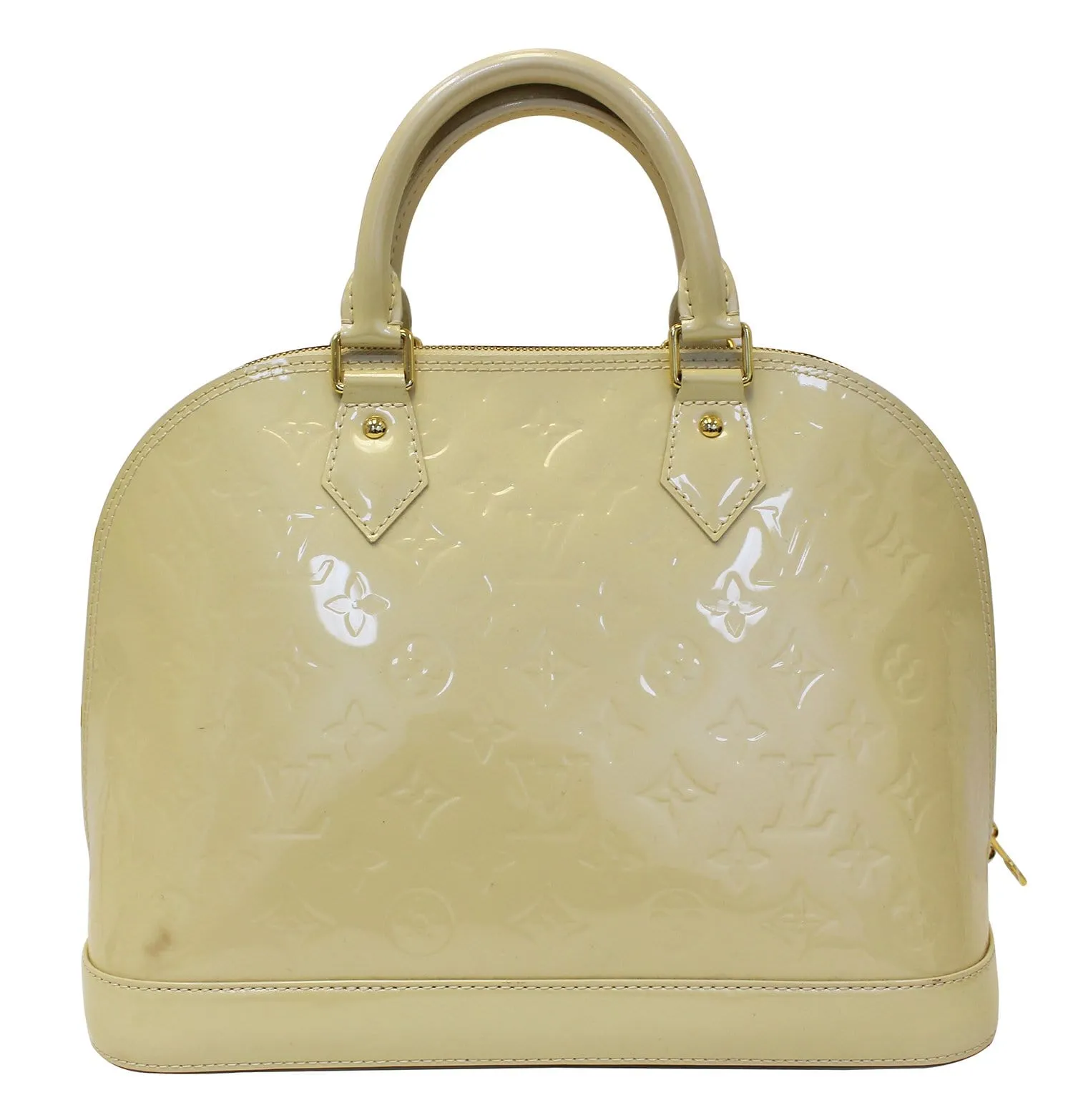 LOUIS VUITTON Pearl White Vernis Leather Alma Satchel Bag - Final Call
