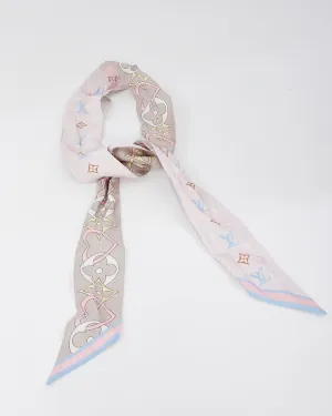 Louis Vuitton Pink & Purple Heart Silk Twilly