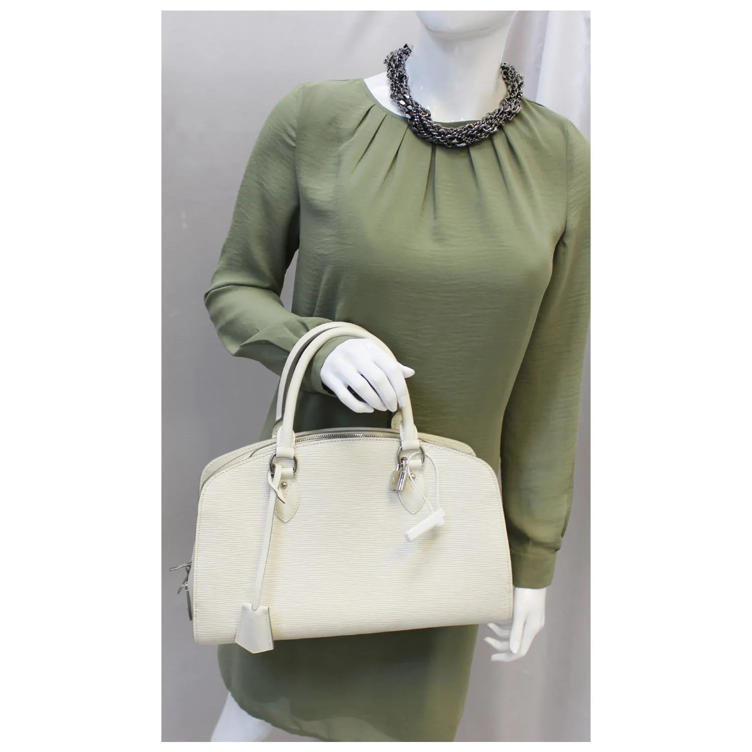 LOUIS VUITTON Pont Neuf PM Epi Leather Satchel Bag Ivory