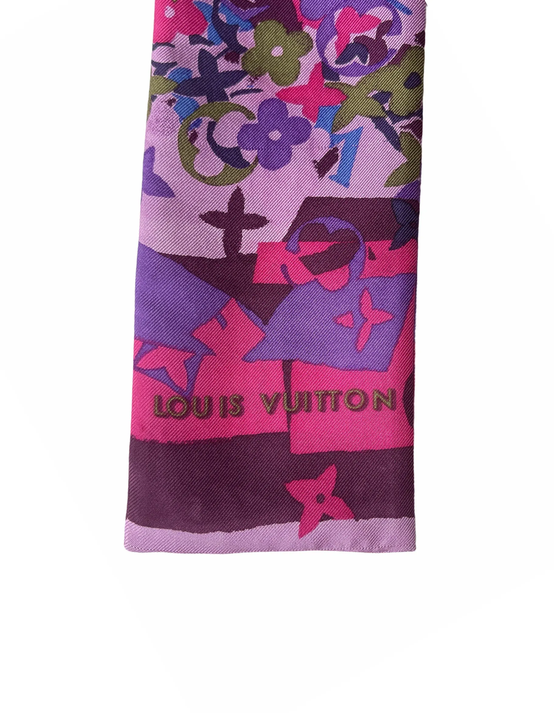 Louis Vuitton Purple Monogram Bandeau Silk Neck Scarf