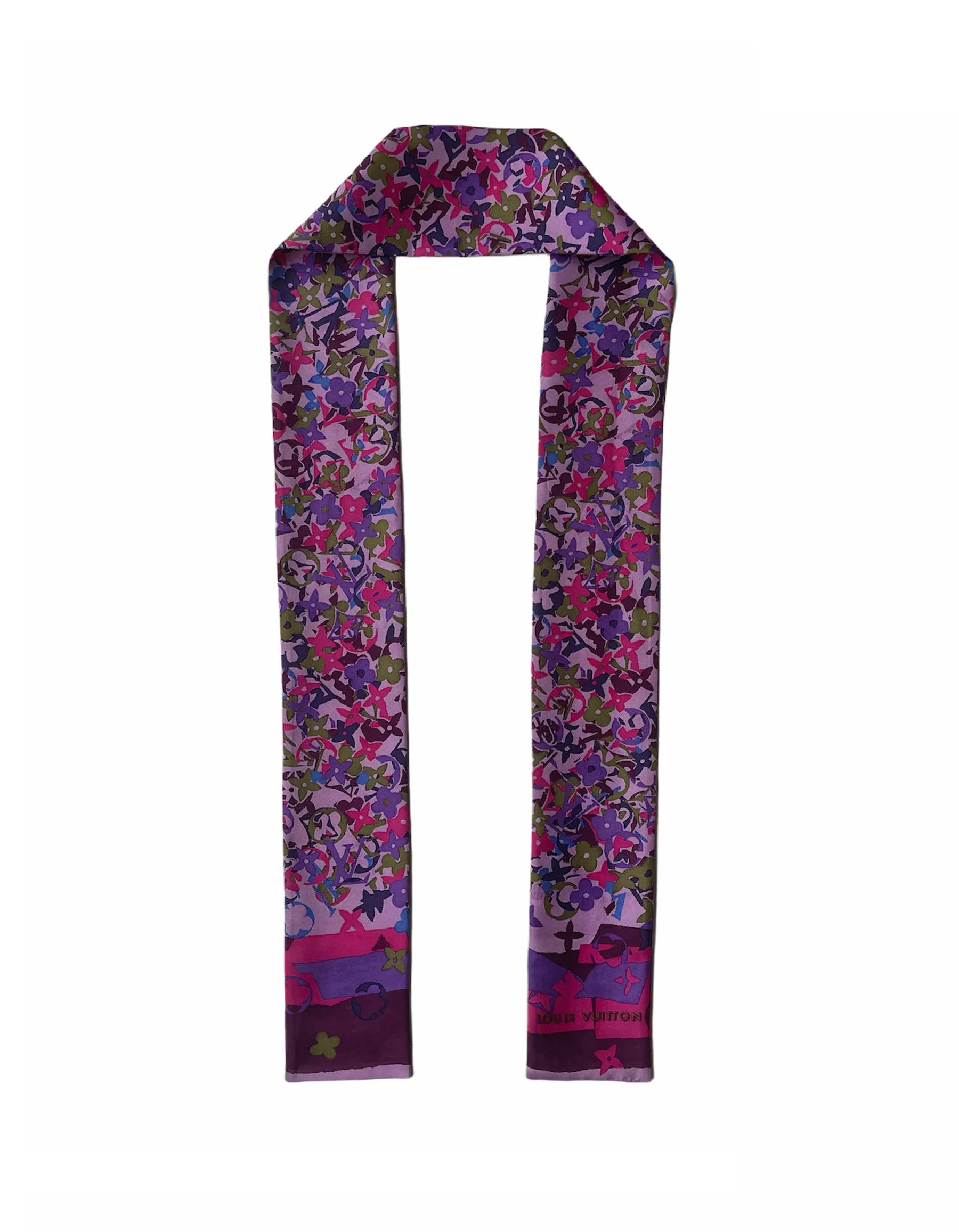 Louis Vuitton Purple Monogram Bandeau Silk Neck Scarf