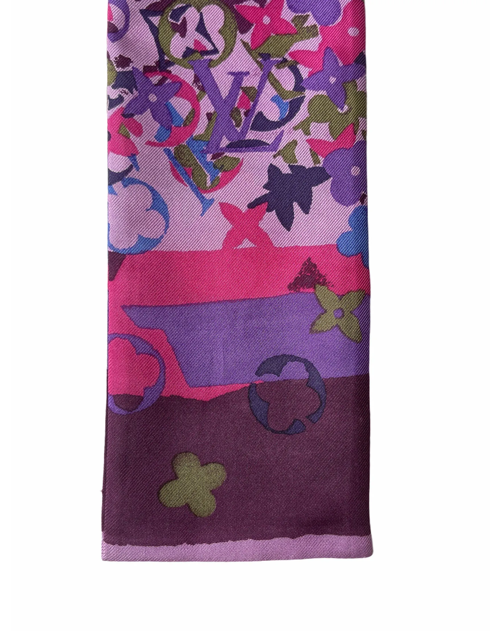 Louis Vuitton Purple Monogram Bandeau Silk Neck Scarf