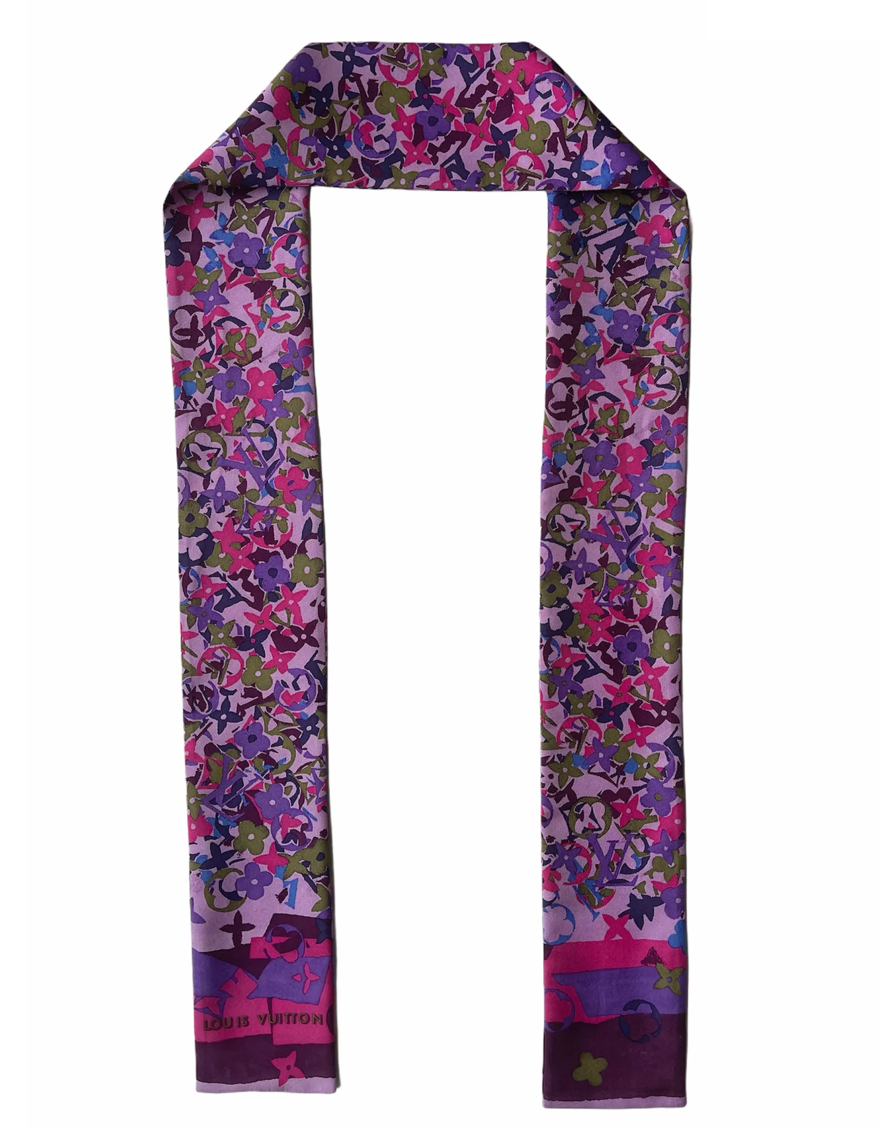 Louis Vuitton Purple Monogram Bandeau Silk Neck Scarf