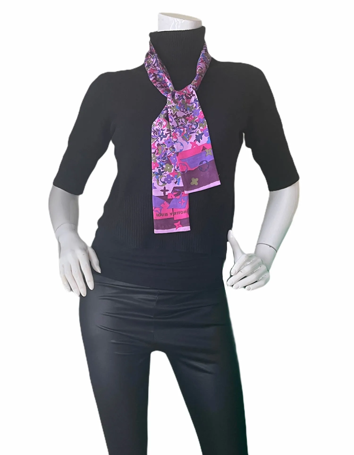 Louis Vuitton Purple Monogram Bandeau Silk Neck Scarf
