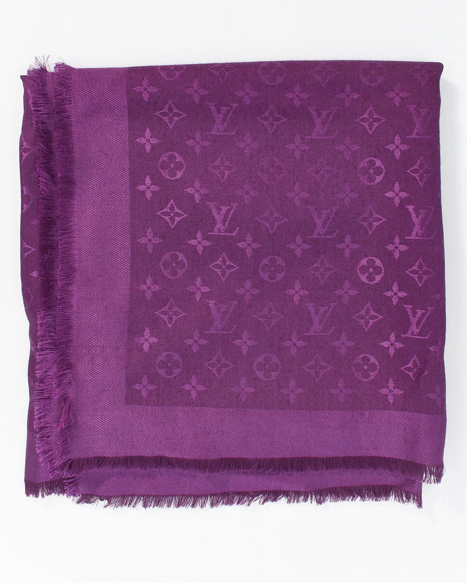 Louis Vuitton Purple Silk Monogam Cassis Scarf