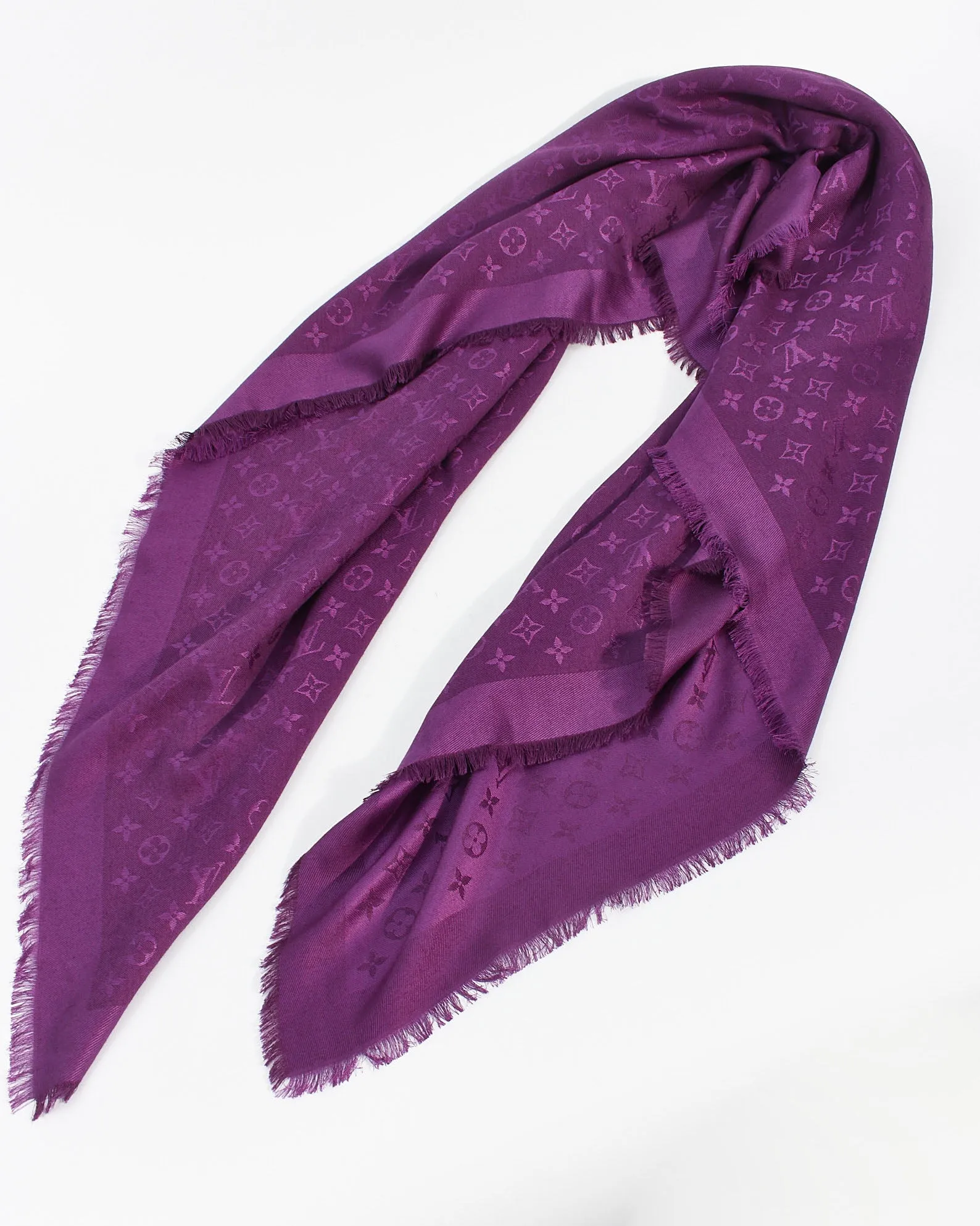 Louis Vuitton Purple Silk Monogam Cassis Scarf