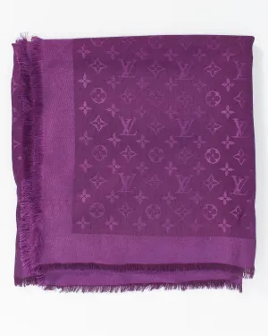 Louis Vuitton Purple Silk Monogam Cassis Scarf