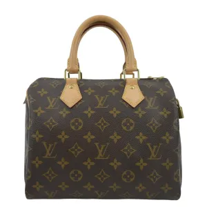 LOUIS VUITTON Speedy 25 Monogram Canvas Satchel Bag Brown