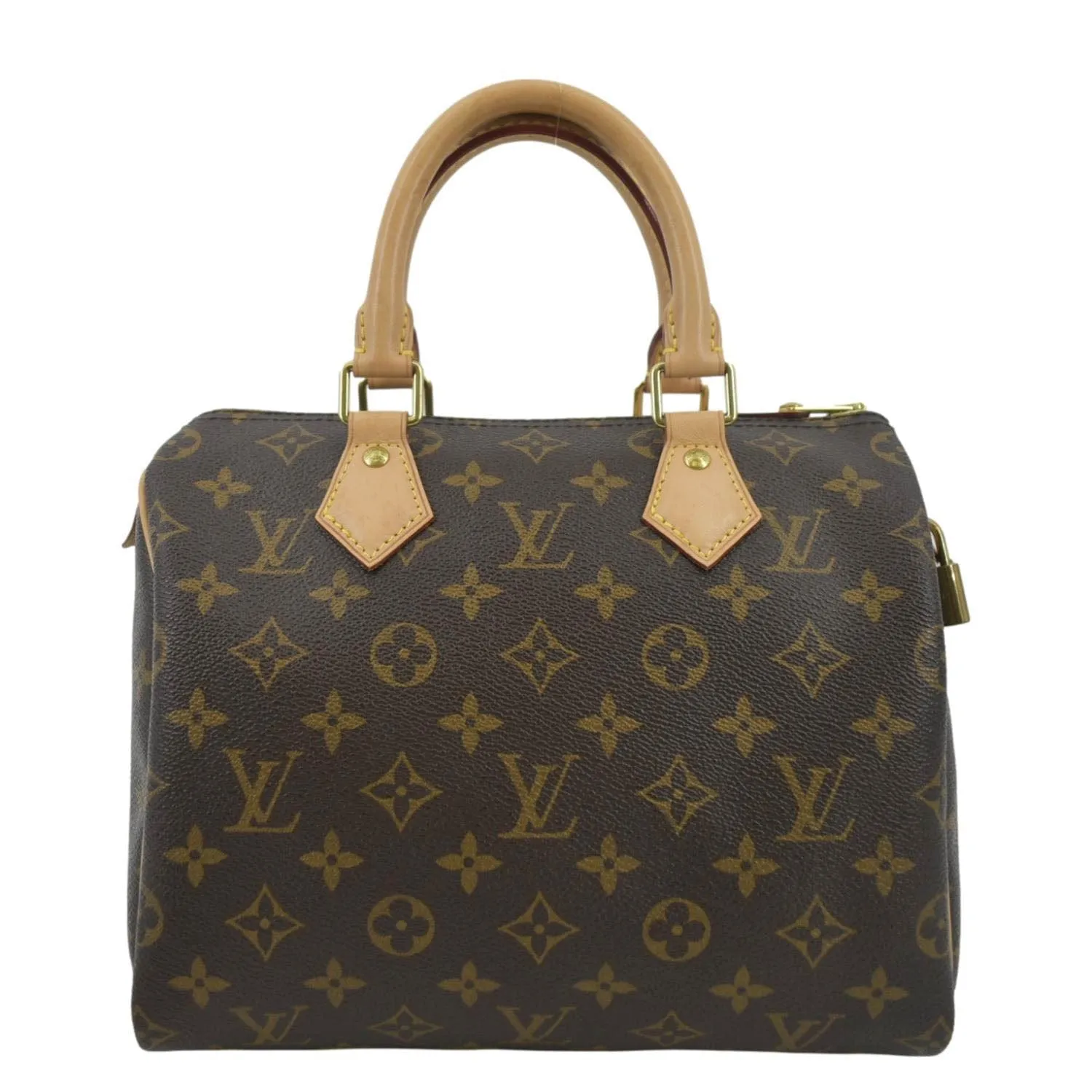 LOUIS VUITTON Speedy 25 Monogram Canvas Satchel Bag Brown