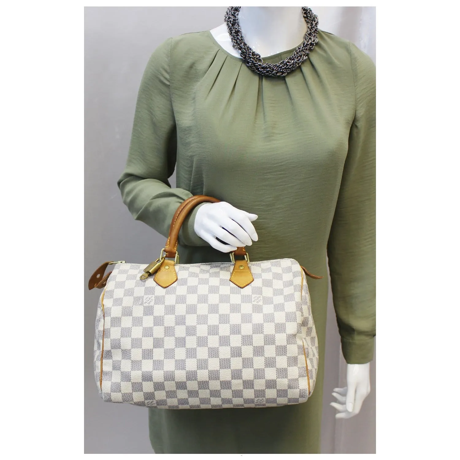 LOUIS VUITTON Speedy 30 Damier Azur Satchel Handbag