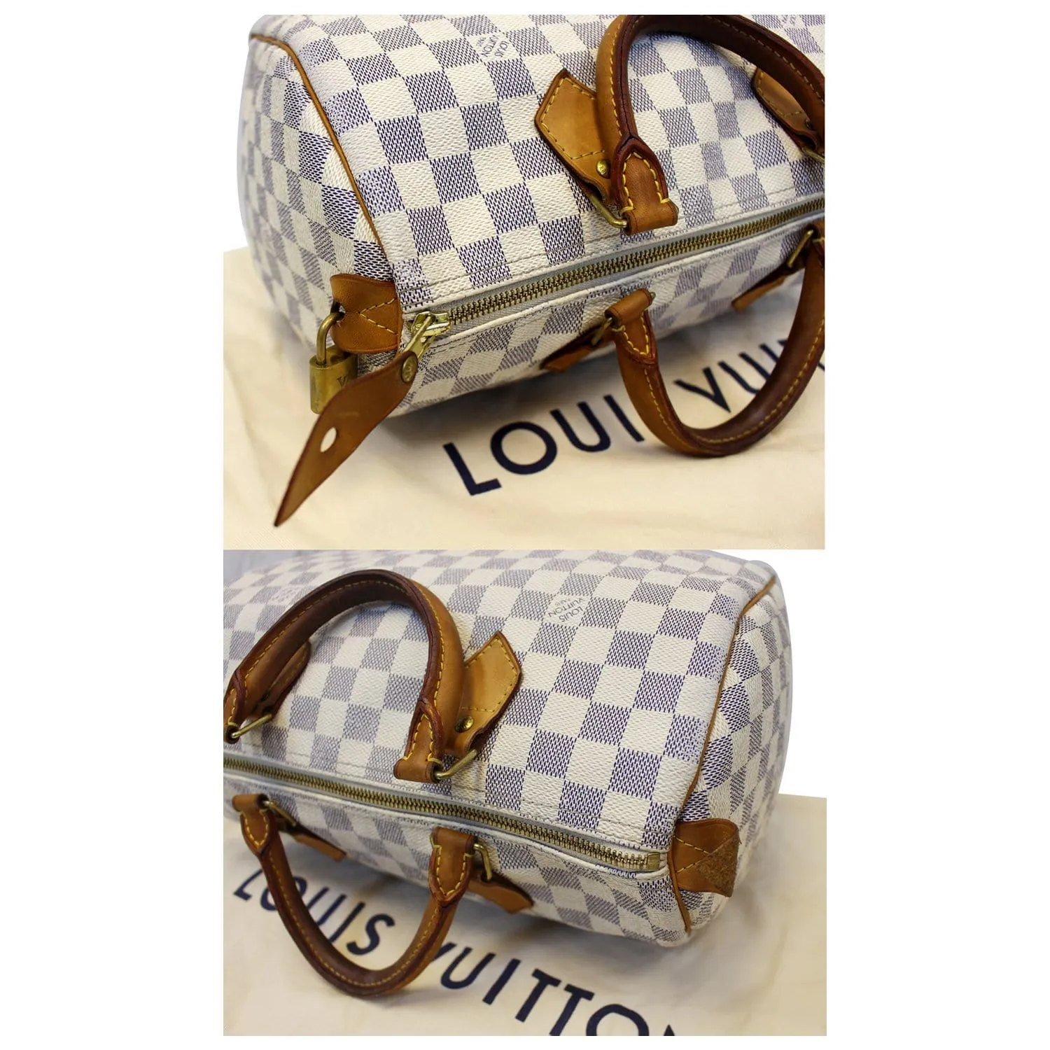 LOUIS VUITTON Speedy 30 Damier Azur Satchel Handbag