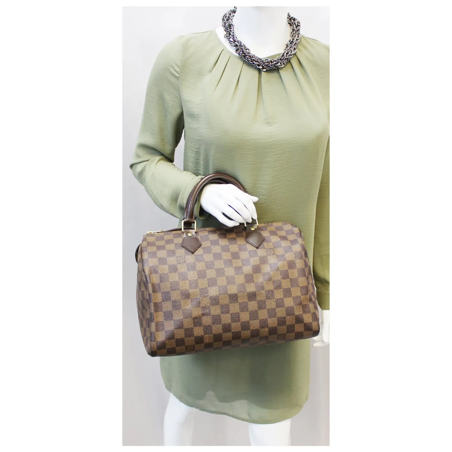 LOUIS VUITTON Speedy 30 Damier Ebene Brown Satchel Bag
