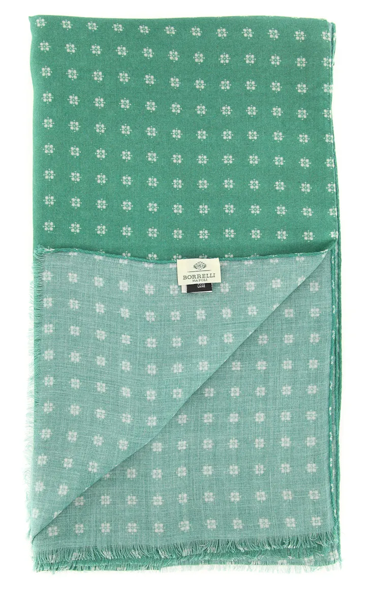 Luigi Borrelli Green Wool Blend Scarf