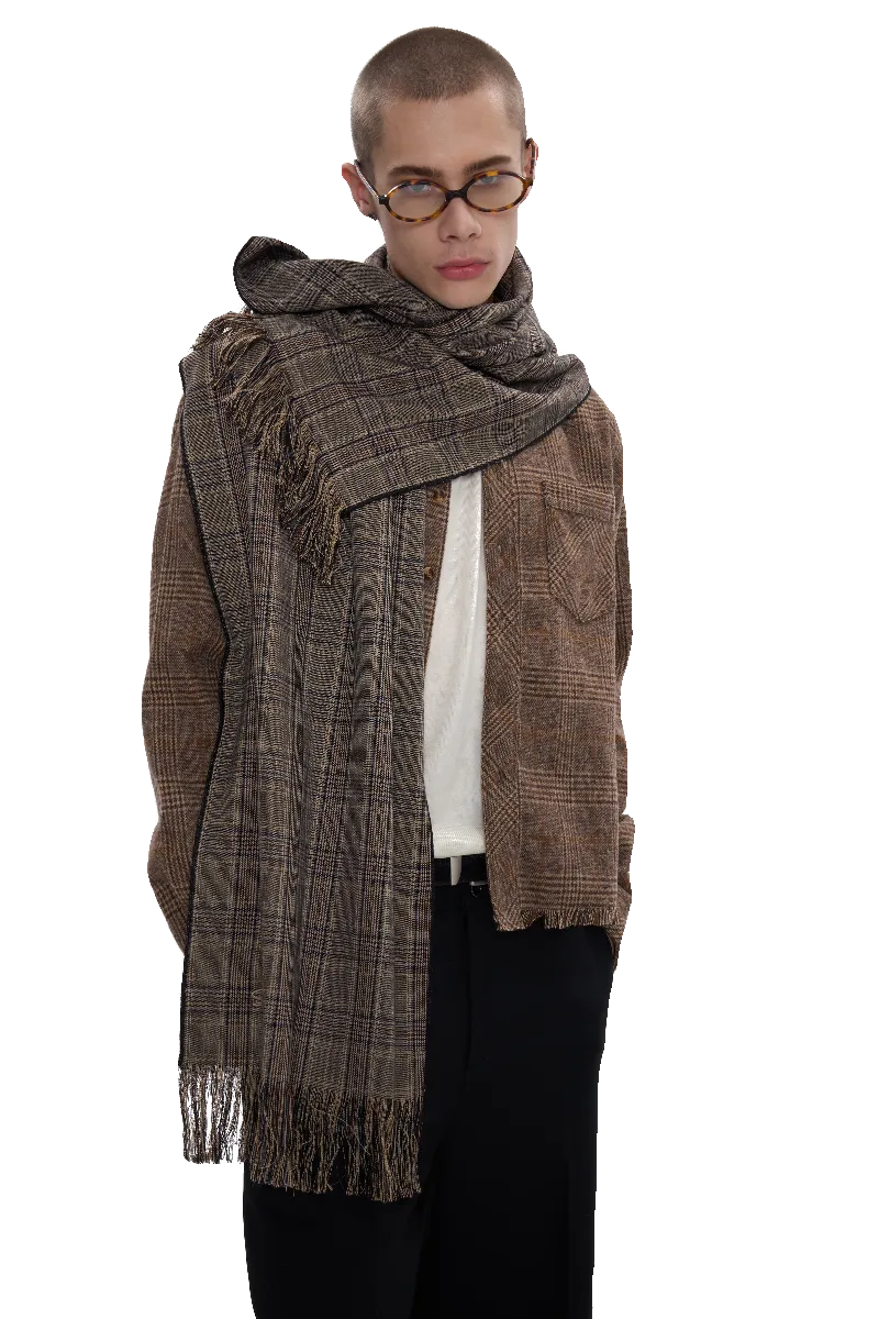 Luxurious Plaid Fringed Scarf