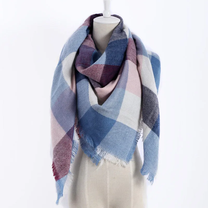 luxury Brand Design Soft Cashmere Women's Scarf Fashion Plaid Oversized Blanket Pashmina Shawl Warm in Warp Scarves