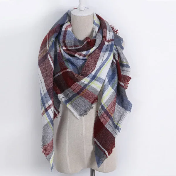 luxury Brand Design Soft Cashmere Women's Scarf Fashion Plaid Oversized Blanket Pashmina Shawl Warm in Warp Scarves