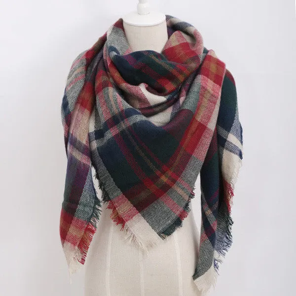luxury Brand Design Soft Cashmere Women's Scarf Fashion Plaid Oversized Blanket Pashmina Shawl Warm in Warp Scarves