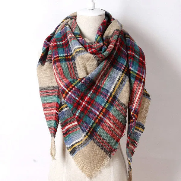 luxury Brand Design Soft Cashmere Women's Scarf Fashion Plaid Oversized Blanket Pashmina Shawl Warm in Warp Scarves