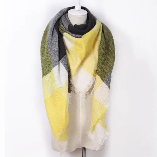 luxury Brand Design Soft Cashmere Women's Scarf Fashion Plaid Oversized Blanket Pashmina Shawl Warm in Warp Scarves
