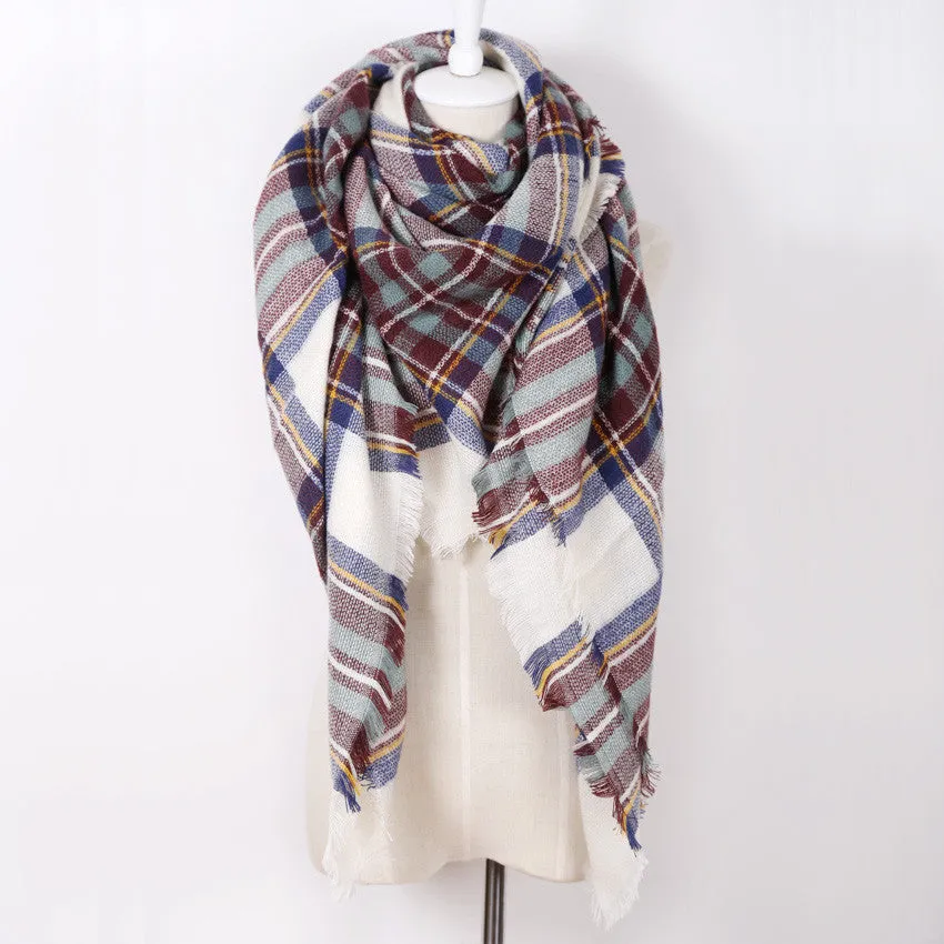 luxury Brand Design Soft Cashmere Women's Scarf Fashion Plaid Oversized Blanket Pashmina Shawl Warm in Warp Scarves