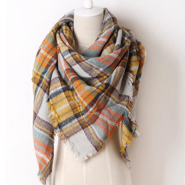 luxury Brand Design Soft Cashmere Women's Scarf Fashion Plaid Oversized Blanket Pashmina Shawl Warm in Warp Scarves