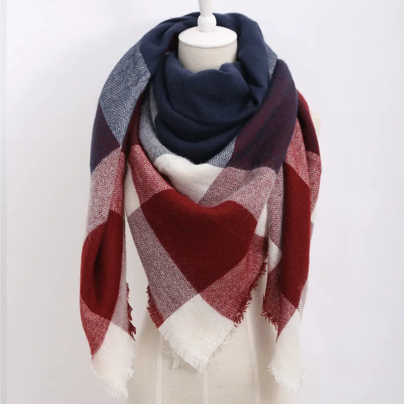 luxury Brand Design Soft Cashmere Women's Scarf Fashion Plaid Oversized Blanket Pashmina Shawl Warm in Warp Scarves