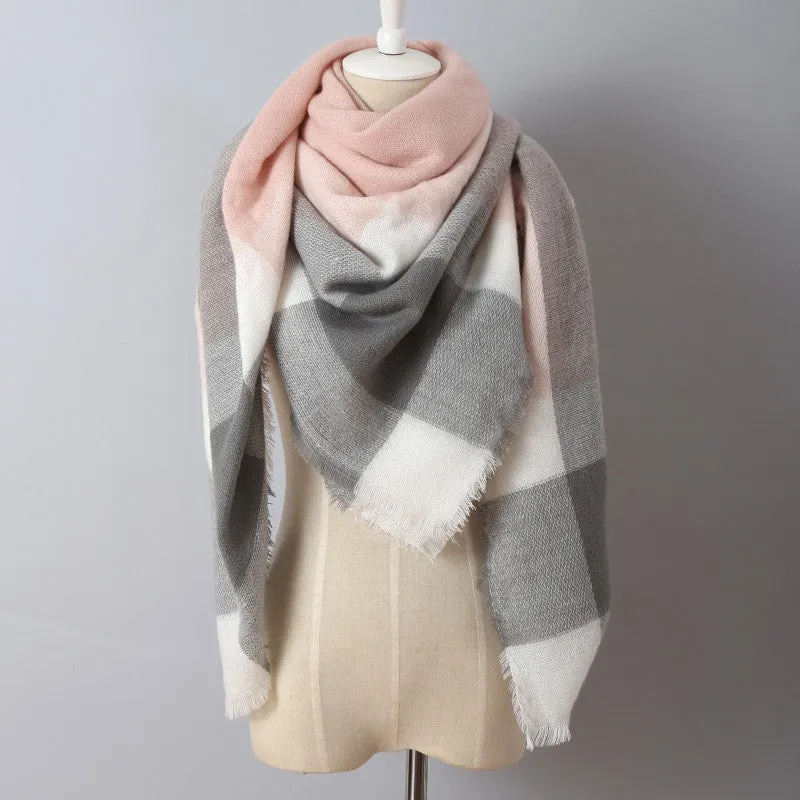 luxury Brand Design Soft Cashmere Women's Scarf Fashion Plaid Oversized Blanket Pashmina Shawl Warm in Warp Scarves