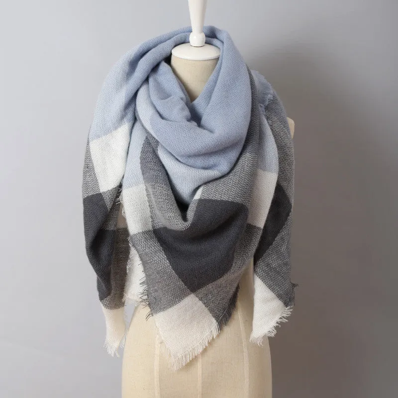 luxury Brand Design Soft Cashmere Women's Scarf Fashion Plaid Oversized Blanket Pashmina Shawl Warm in Warp Scarves