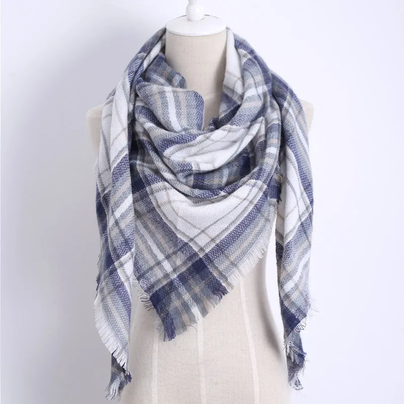 luxury Brand Design Soft Cashmere Women's Scarf Fashion Plaid Oversized Blanket Pashmina Shawl Warm in Warp Scarves