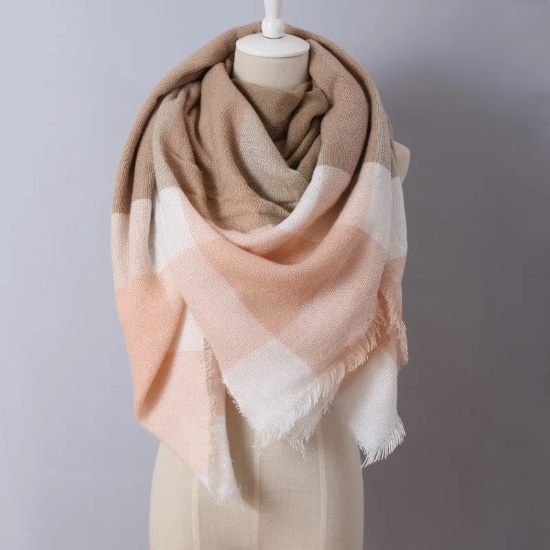 luxury Brand Design Soft Cashmere Women's Scarf Fashion Plaid Oversized Blanket Pashmina Shawl Warm in Warp Scarves