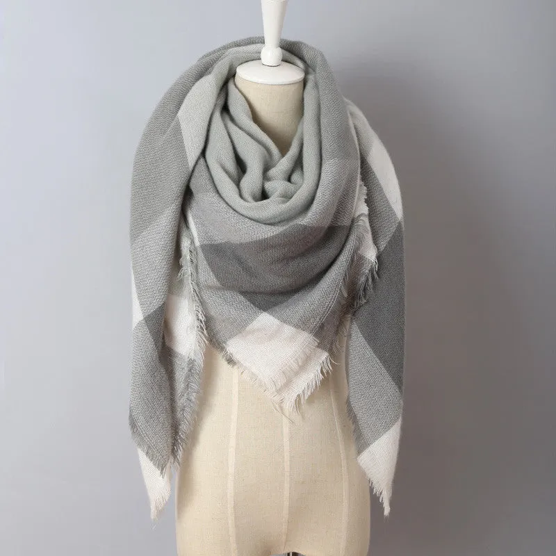 luxury Brand Design Soft Cashmere Women's Scarf Fashion Plaid Oversized Blanket Pashmina Shawl Warm in Warp Scarves