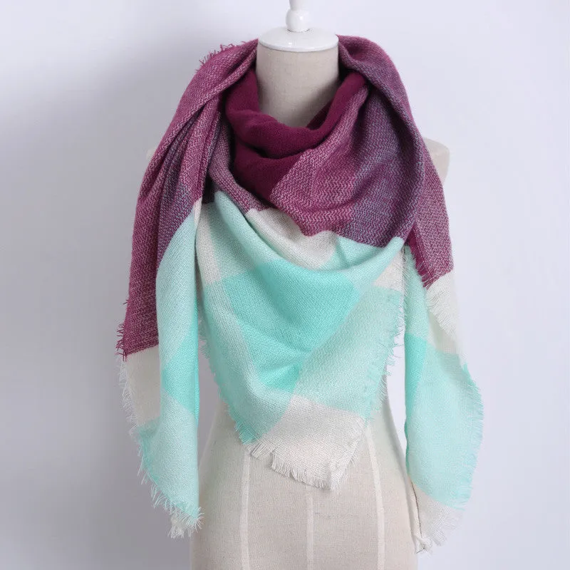luxury Brand Design Soft Cashmere Women's Scarf Fashion Plaid Oversized Blanket Pashmina Shawl Warm in Warp Scarves