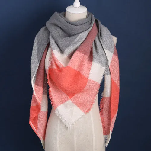 luxury Brand Design Soft Cashmere Women's Scarf Fashion Plaid Oversized Blanket Pashmina Shawl Warm in Warp Scarves