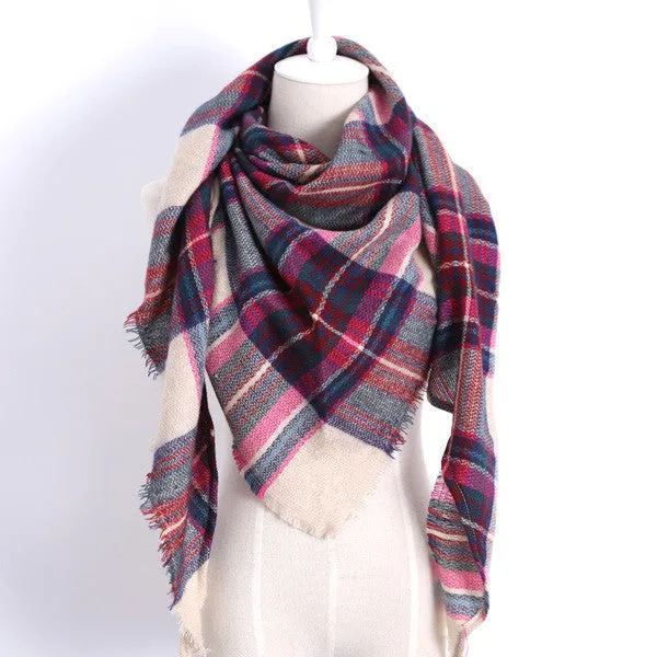 luxury Brand Design Soft Cashmere Women's Scarf Fashion Plaid Oversized Blanket Pashmina Shawl Warm in Warp Scarves