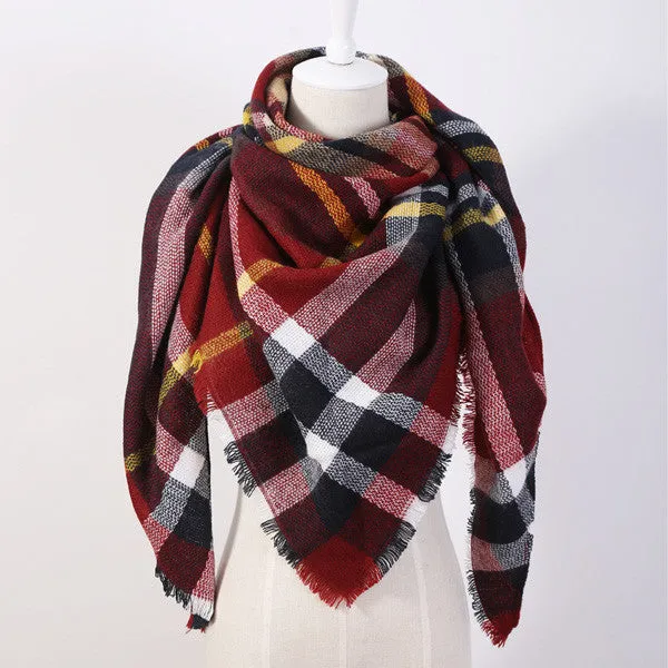luxury Brand Design Soft Cashmere Women's Scarf Fashion Plaid Oversized Blanket Pashmina Shawl Warm in Warp Scarves