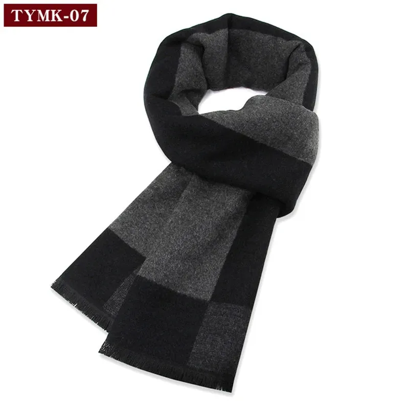 Luxury Wool Scarf for Men | Winter Warm Cashmere Silk Plaid Pashmina Shawl | EnigmaParis