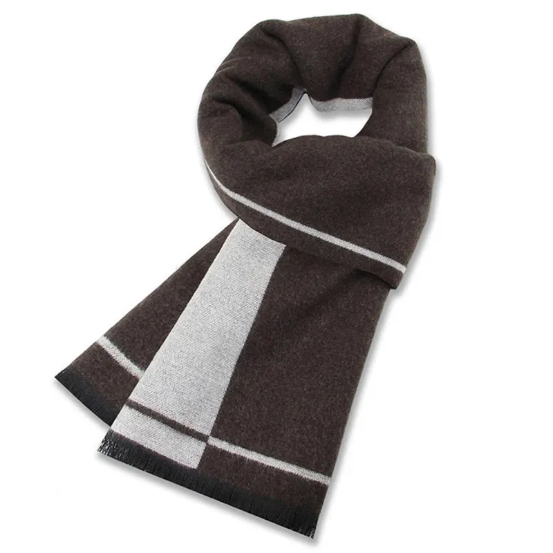 Luxury Wool Scarf for Men | Winter Warm Cashmere Silk Plaid Pashmina Shawl | EnigmaParis