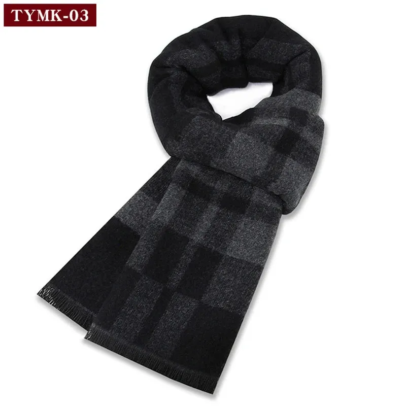 Luxury Wool Scarf for Men | Winter Warm Cashmere Silk Plaid Pashmina Shawl | EnigmaParis